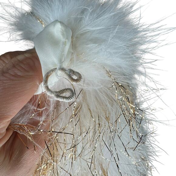 VINTAGE White Gold Tinsel Embellished Marabou Cropped Jacket Bolero NYE Party - Picture 7 of 13